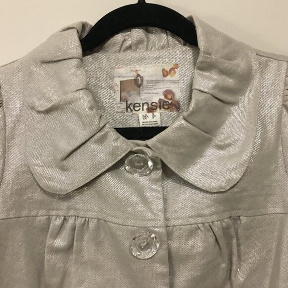 Kensie Silvery Linen Bolero With Diamond Buttons - Picture 4 of 16